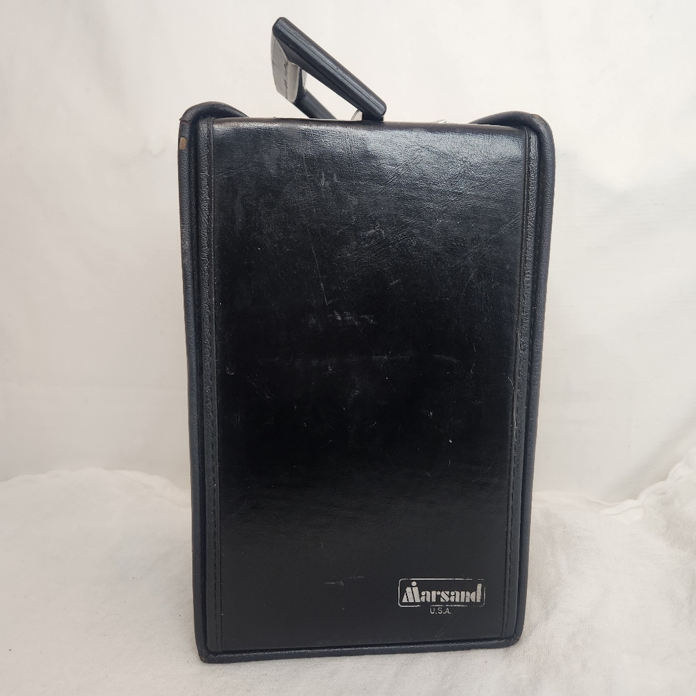 Vintage Marsand U.S.A Black Cassette Case Holder Box Handle Carrier